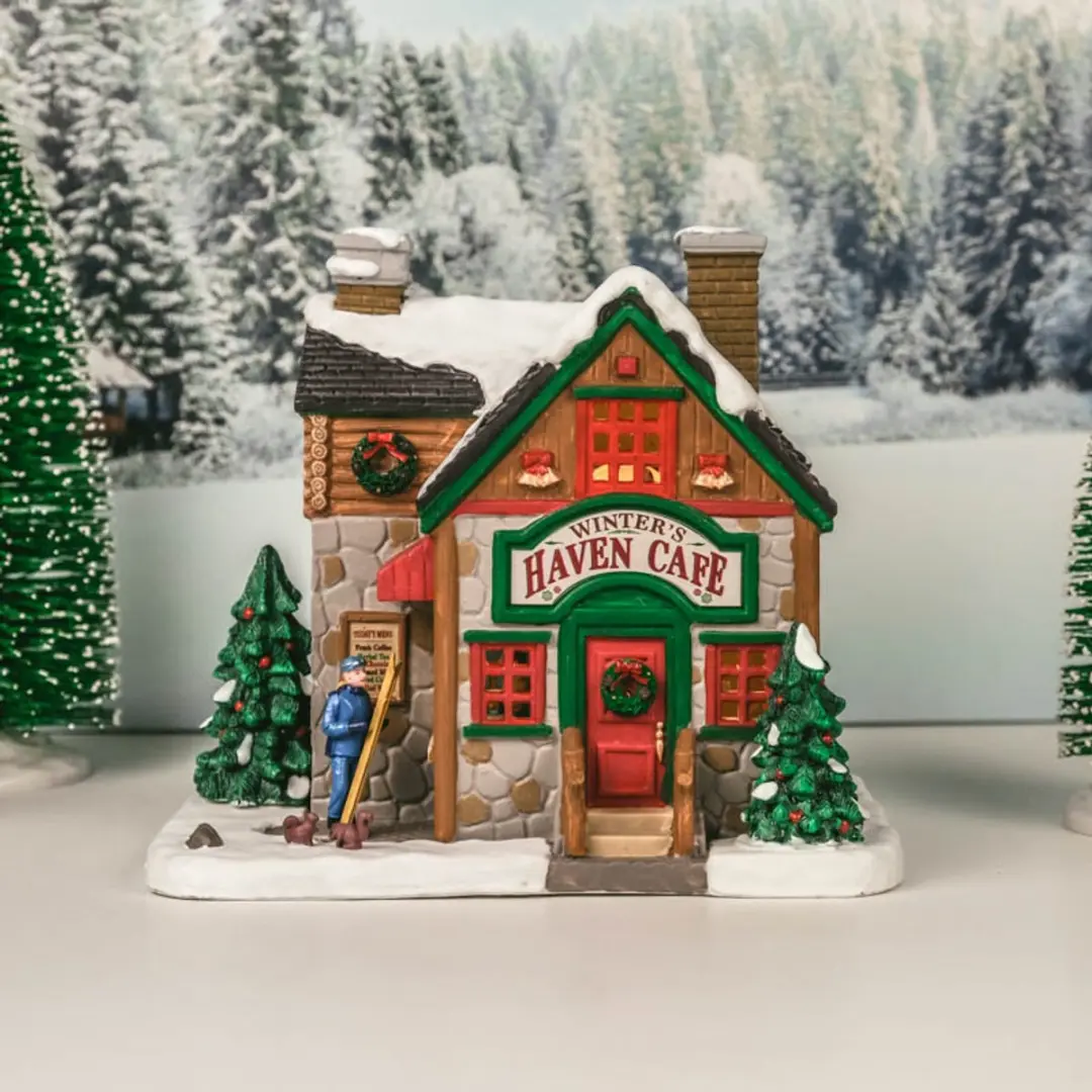 Lemax Winter's Haven Cafe Verlicht Gebouw