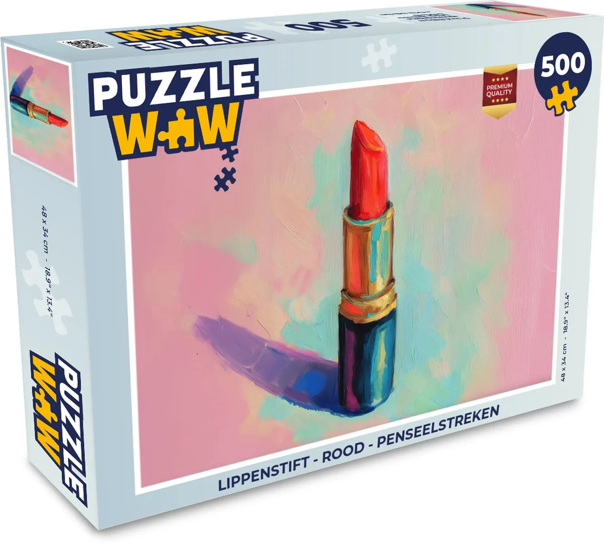 PuzzleWow Lippenstift Puzzel 500 Stuks - Rood