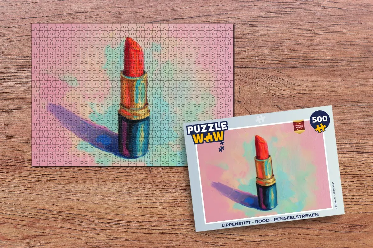 PuzzleWow Lippenstift Puzzel 500 Stuks - Rood