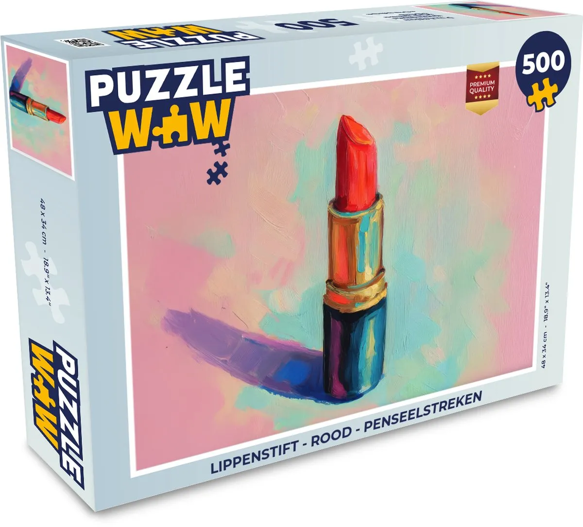 PuzzleWow Lippenstift Puzzel 500 Stuks - Rood