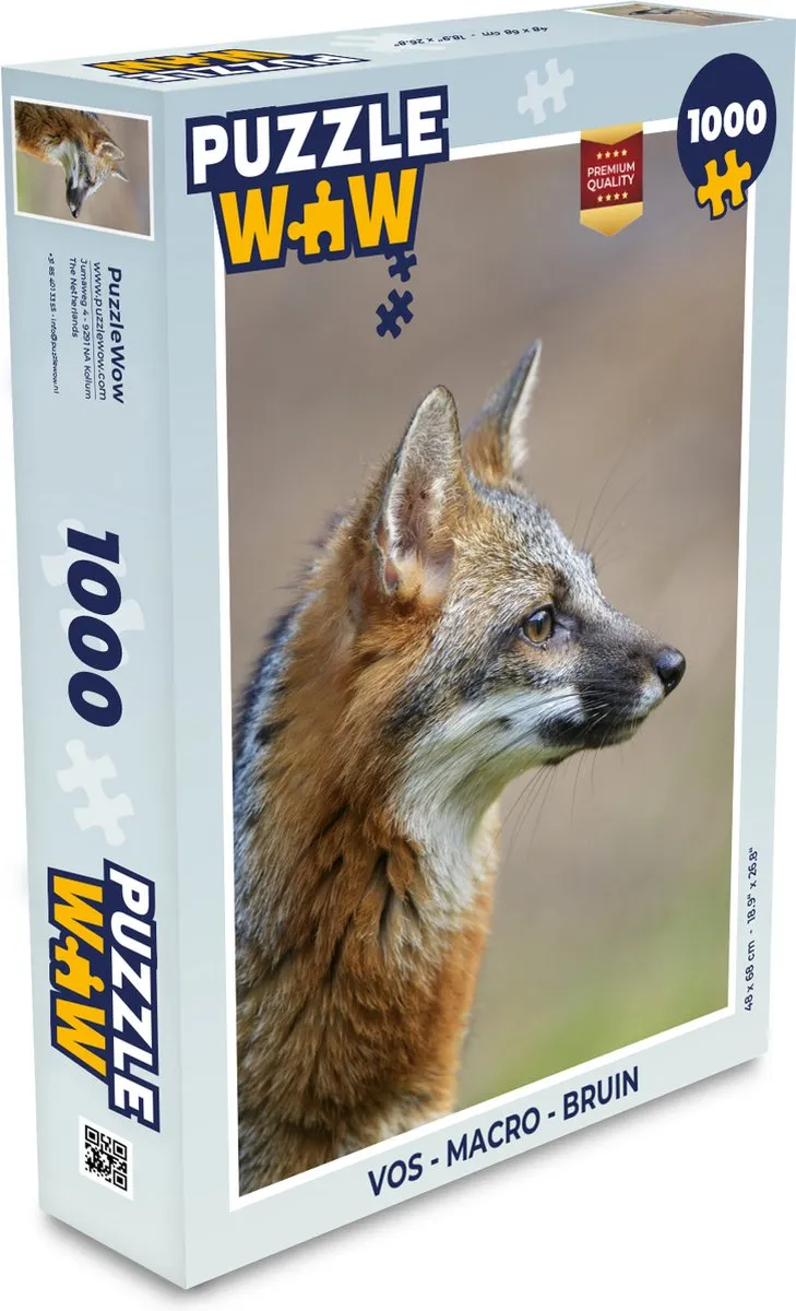 PuzzleWow Vos Macro Puzzel 1000 Stuks - Multicolor