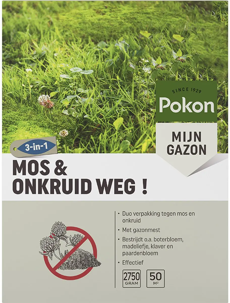 Pokon Mos en Onkruid Weg! 2,75kg - Gazonverdelger 50m² - afbeelding 2 van 6
