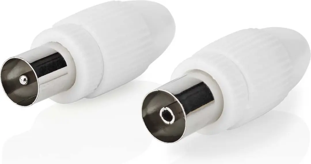 Nedis IEC Coax Connector Recht 75 Ohm - 2 Stuks - Wit