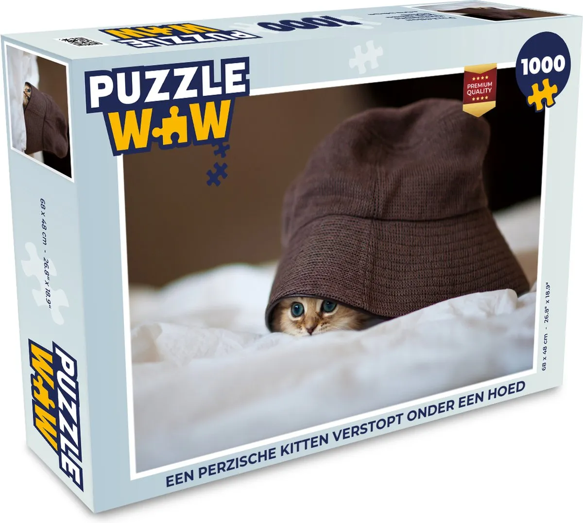 PuzzleWow Legpuzzel Een Perzische kitten onder een hoed