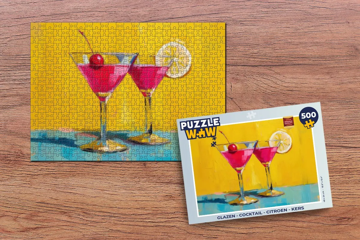 PuzzleWow Cocktail Puzzel 500 Stuks - Glazen - Citroen/Kers