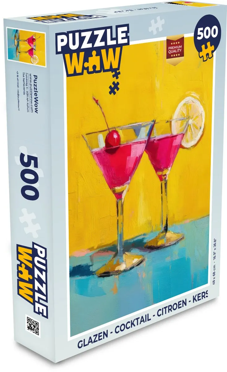PuzzleWow Cocktail Puzzel 500 Stuks - Glazen - Citroen/Kers