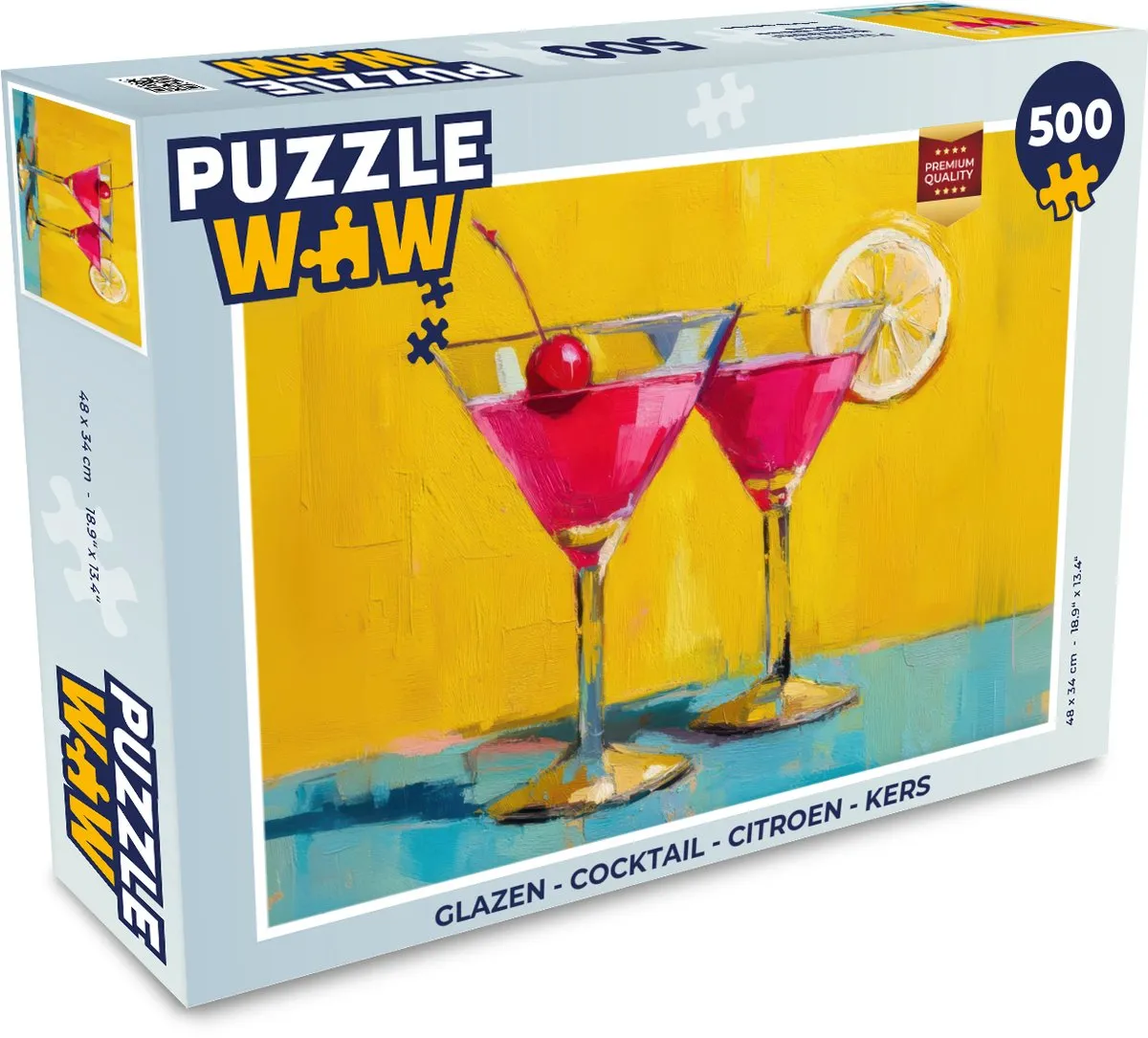 PuzzleWow Cocktail Puzzel 500 Stuks - Glazen - Citroen/Kers