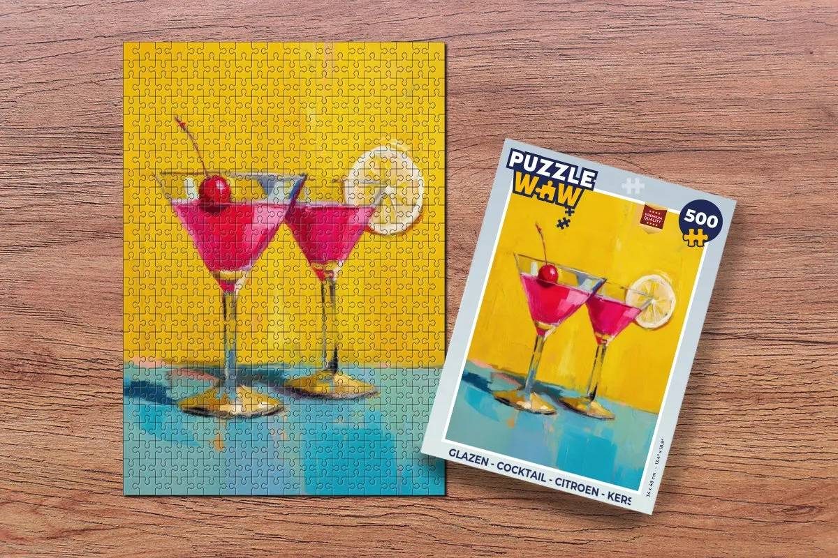 PuzzleWow Cocktail Puzzel 500 Stuks - Glazen - Citroen/Kers