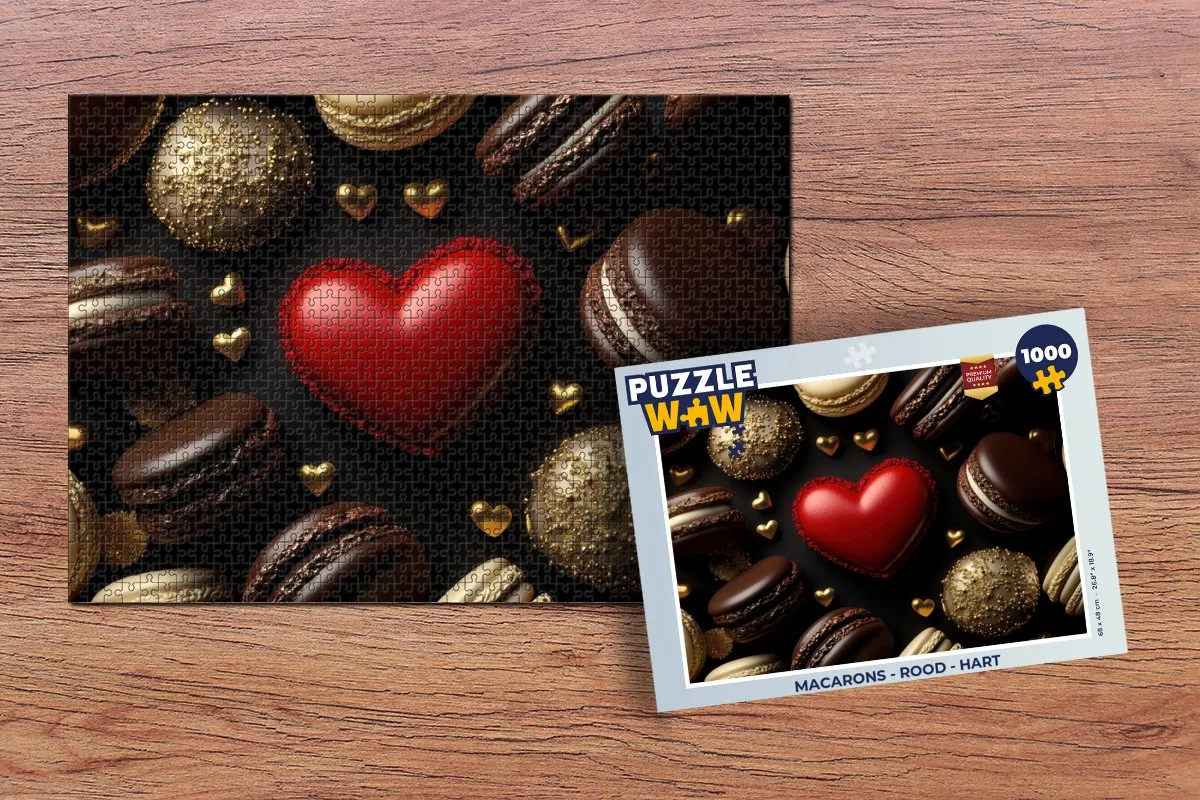 PuzzleWow Macarons Hart Legpuzzel 1000 Stuks - Rood