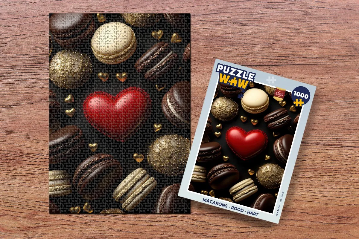 PuzzleWow Macarons Hart Legpuzzel 1000 Stuks - Rood