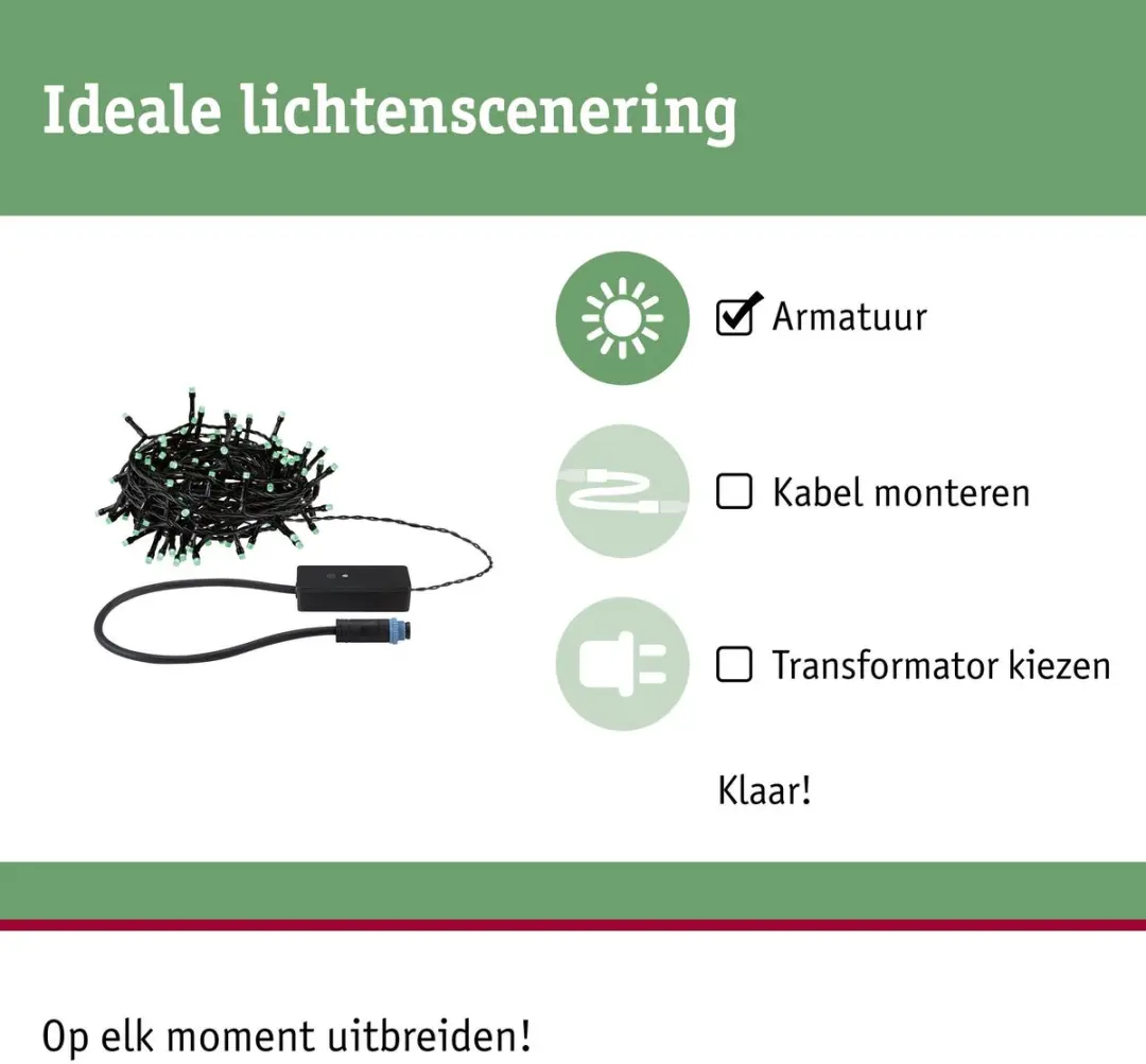 Paulmann Plug & Shine Yuna LED-lichtketting 10m RGB - 5W - IP44 - Zwart - afbeelding 6 van 6