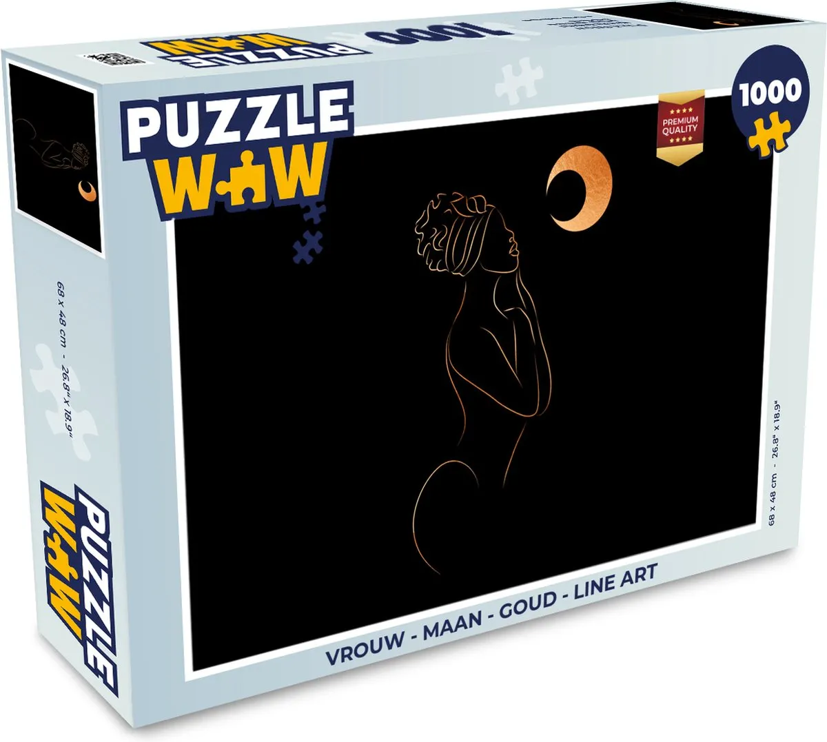 PuzzleWow Maan Goud Line Art Legpuzzel 1000 Stuks
