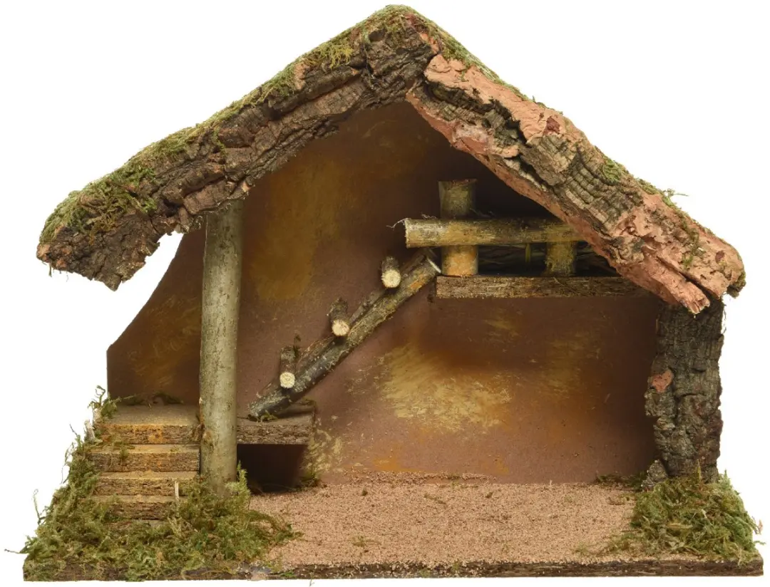 Decoris Kerststal met ladder - 39x19x28cm - Groen - afbeelding 4 van 4