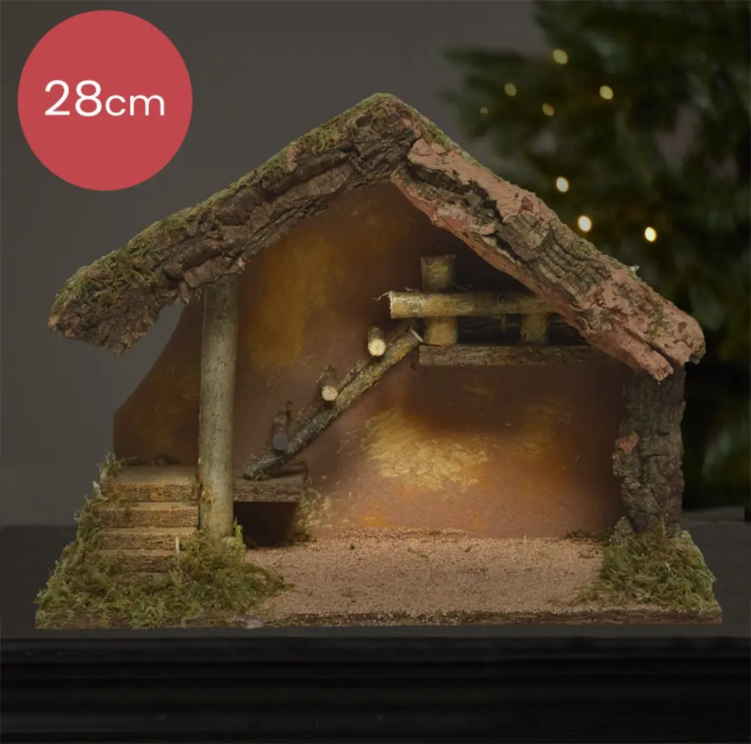 Kerststal met ladder voor kerstfiguren