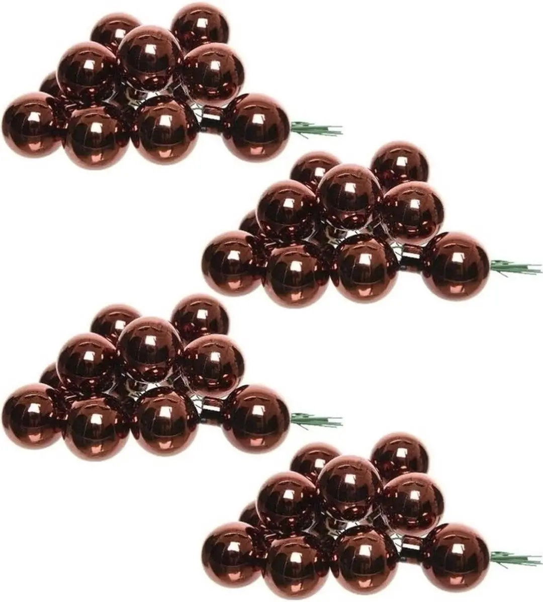40x Mini glazen kerstballen kerststekers/instekertjes mahonie bruin 2,5 cm