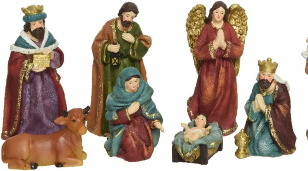 Decoris Kerststal Beelden - 10 Stuks - Polyresin - Multi