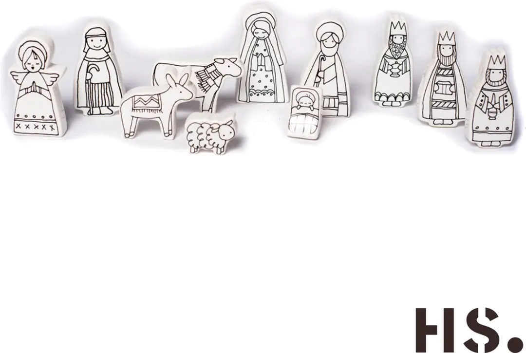 Kerststal met losse figuren