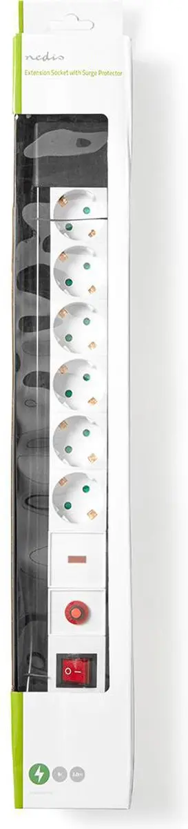 Nedis Stekkerdoos 6-wegs 3500W 3m - Zwart - afbeelding 3 van 6