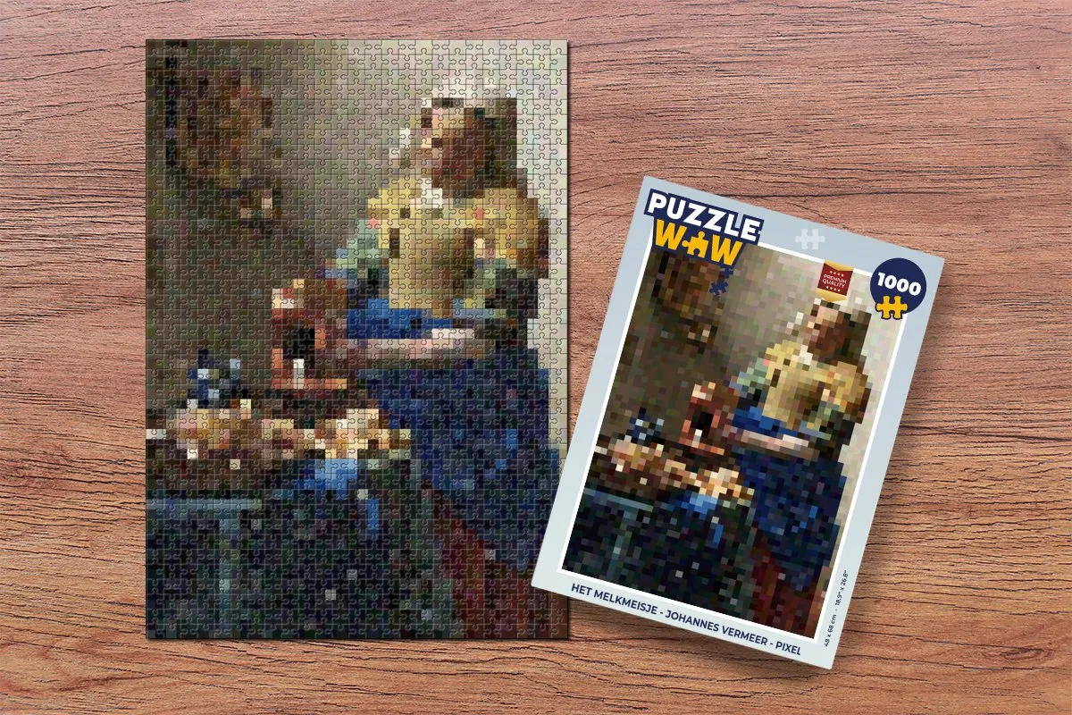 PuzzleWow Het Melkmeisje Pixel Legpuzzel 1000 Stuks - Multicolor