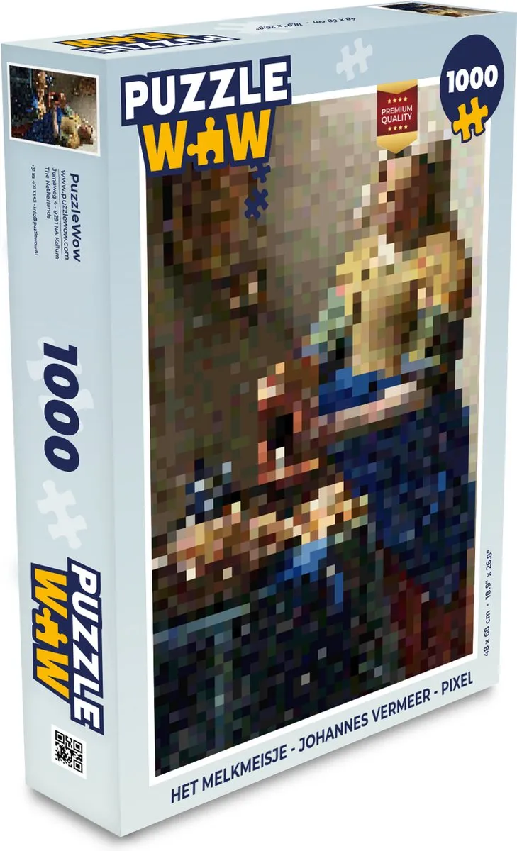 PuzzleWow Het Melkmeisje Pixel Legpuzzel 1000 Stuks