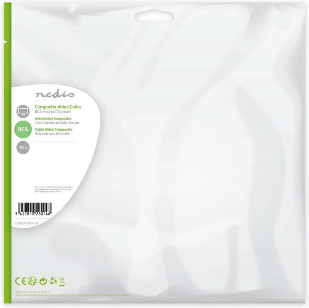 Nedis Composiet Videokabel RCA - 10m - Zwart - afbeelding 4 van 4