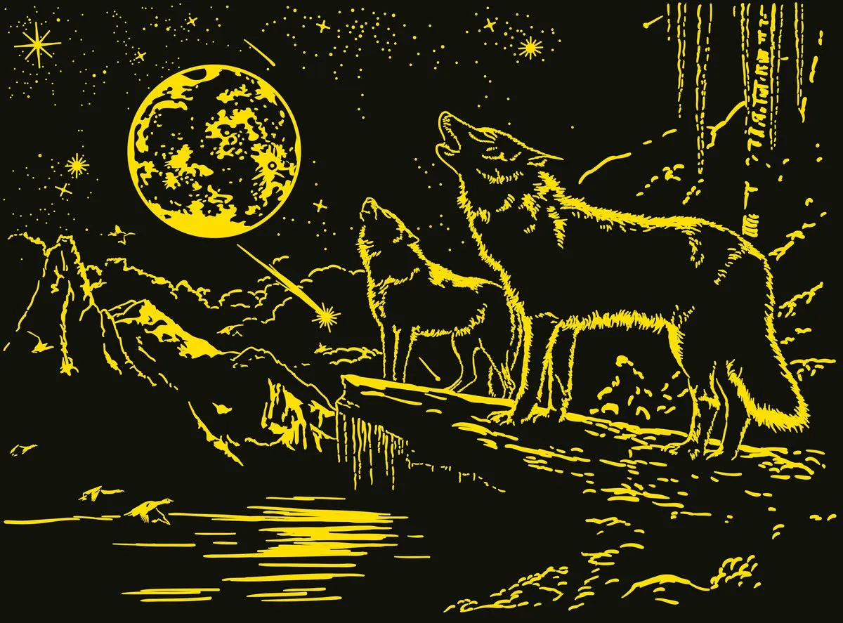 Ravensburger Star Line Wolf im Nordlicht Puzzel 500 Stuks - Glow-in-the-Dark