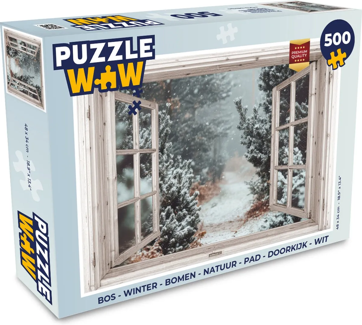PuzzleWow Bos Winter Bomen Puzzel 500 Stuks - Bospad/Wit