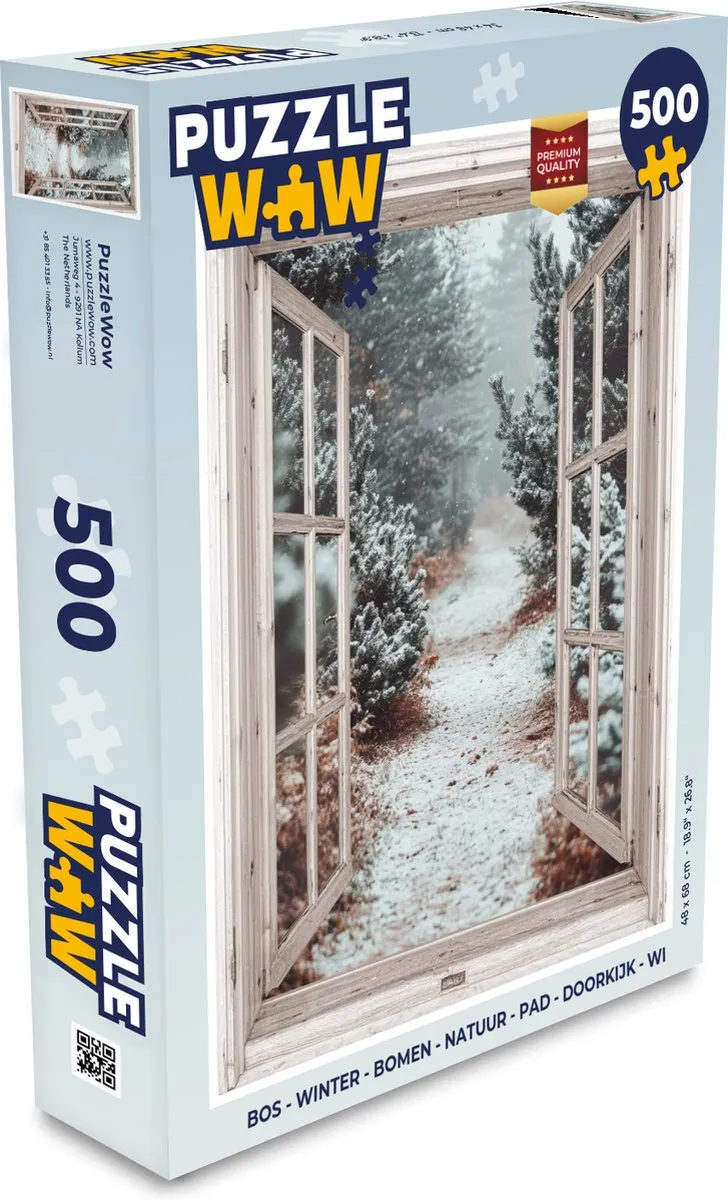 PuzzleWow Bos Winter Bomen Puzzel 500 Stuks - Bospad/Wit