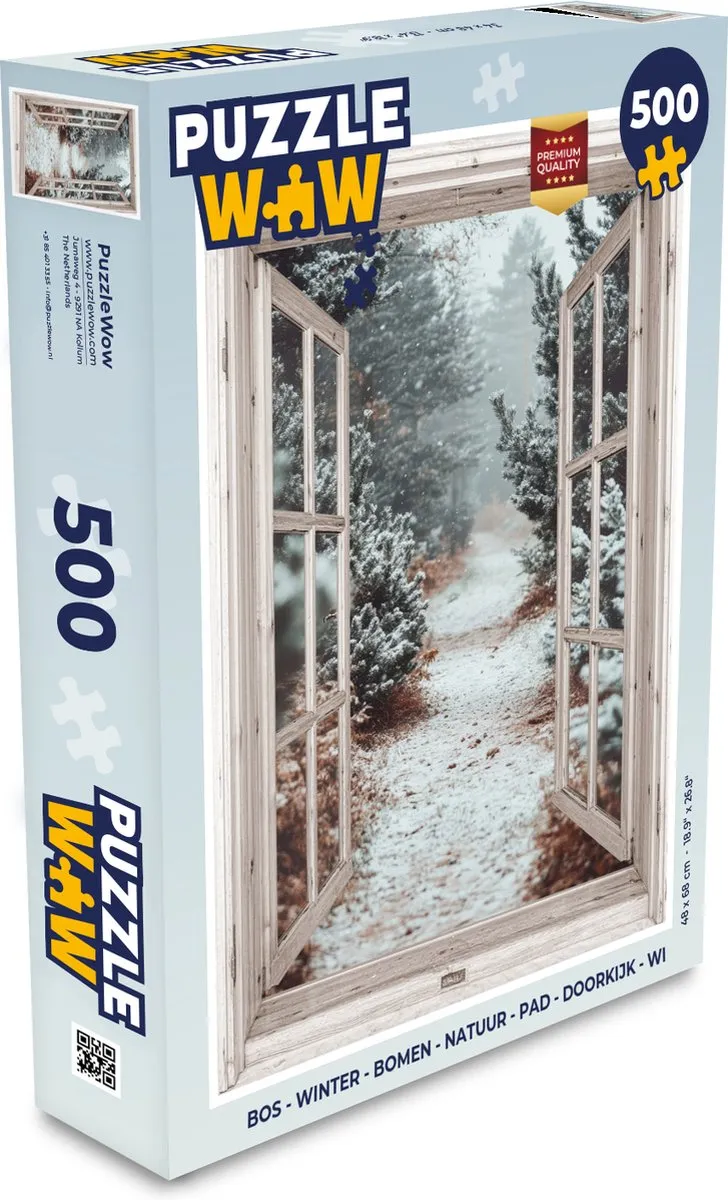 PuzzleWow Bos Winter Bomen Puzzel 500 Stuks - Bospad/Wit