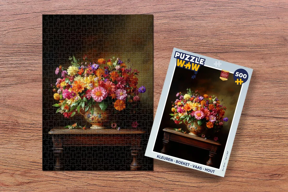 PuzzleWow Boeket Vaas Legpuzzel 500 Stuks - Kleurrijk