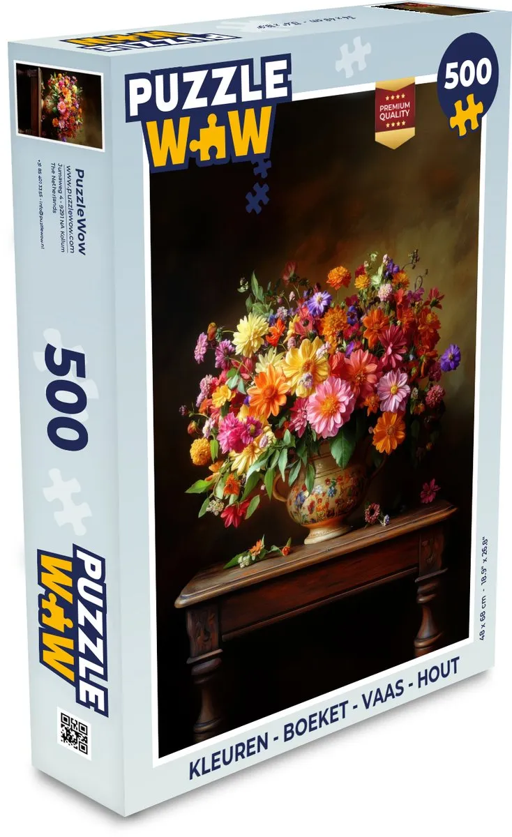 PuzzleWow Boeket Vaas Legpuzzel 500 Stuks - Kleurrijk