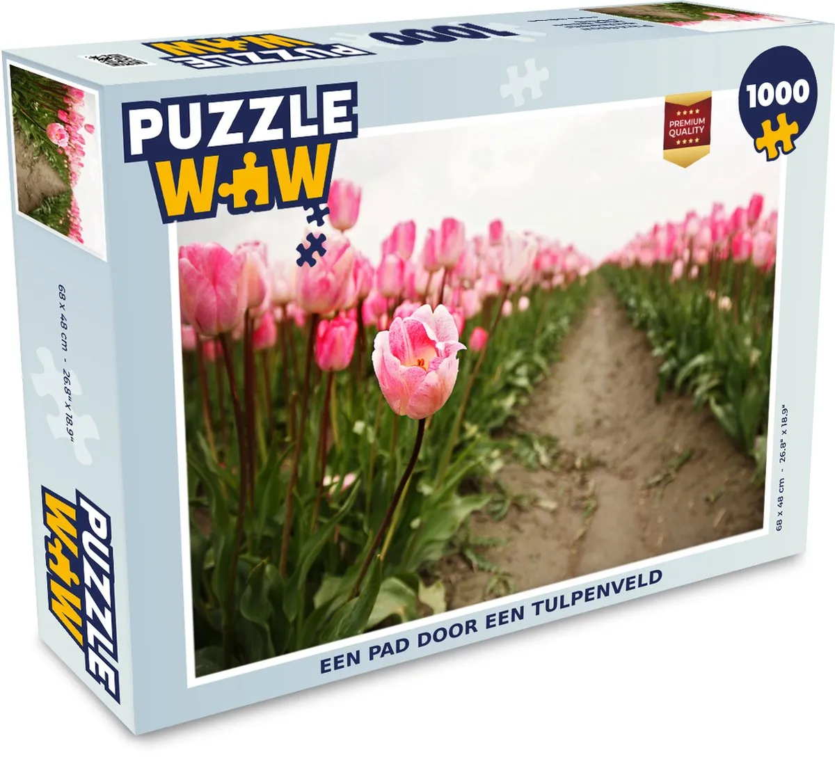 PuzzleWow Legpuzzel Een pad door een tulpenveld 1000 Stuks