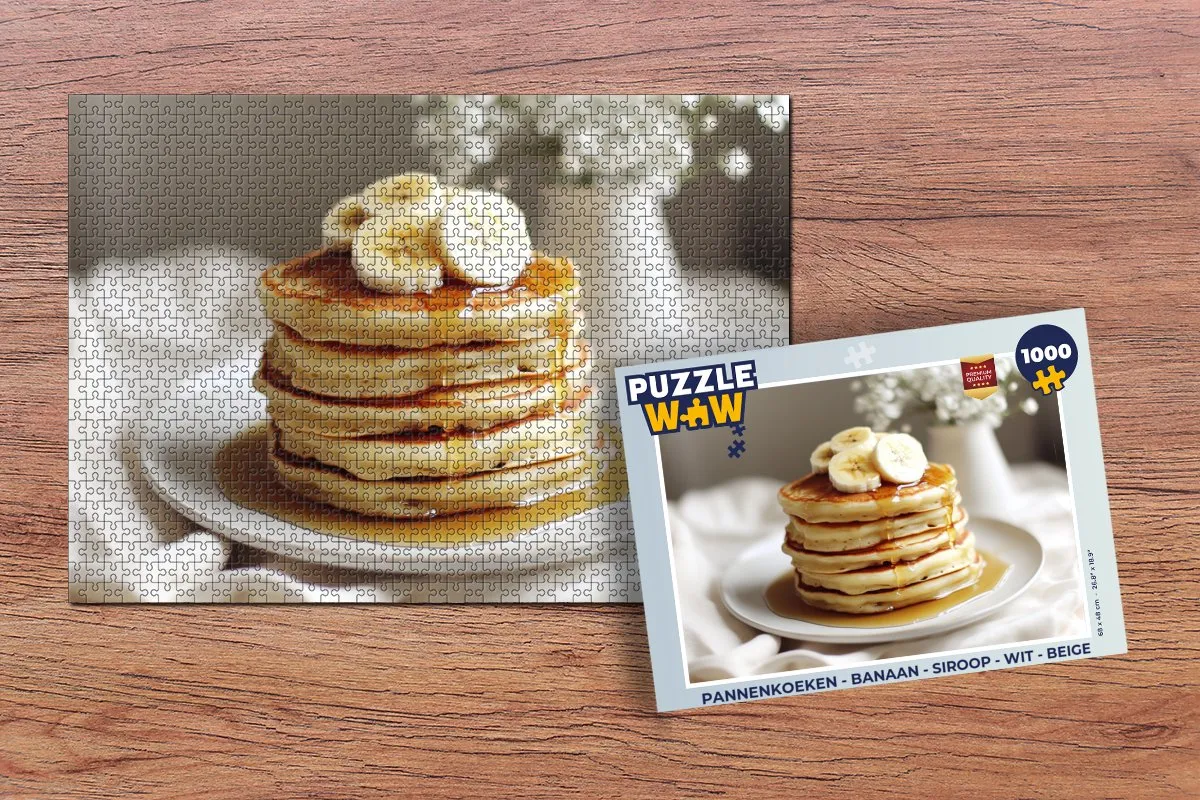PuzzleWow Pannenkoeken Legpuzzel 1000 Stuks - Beige