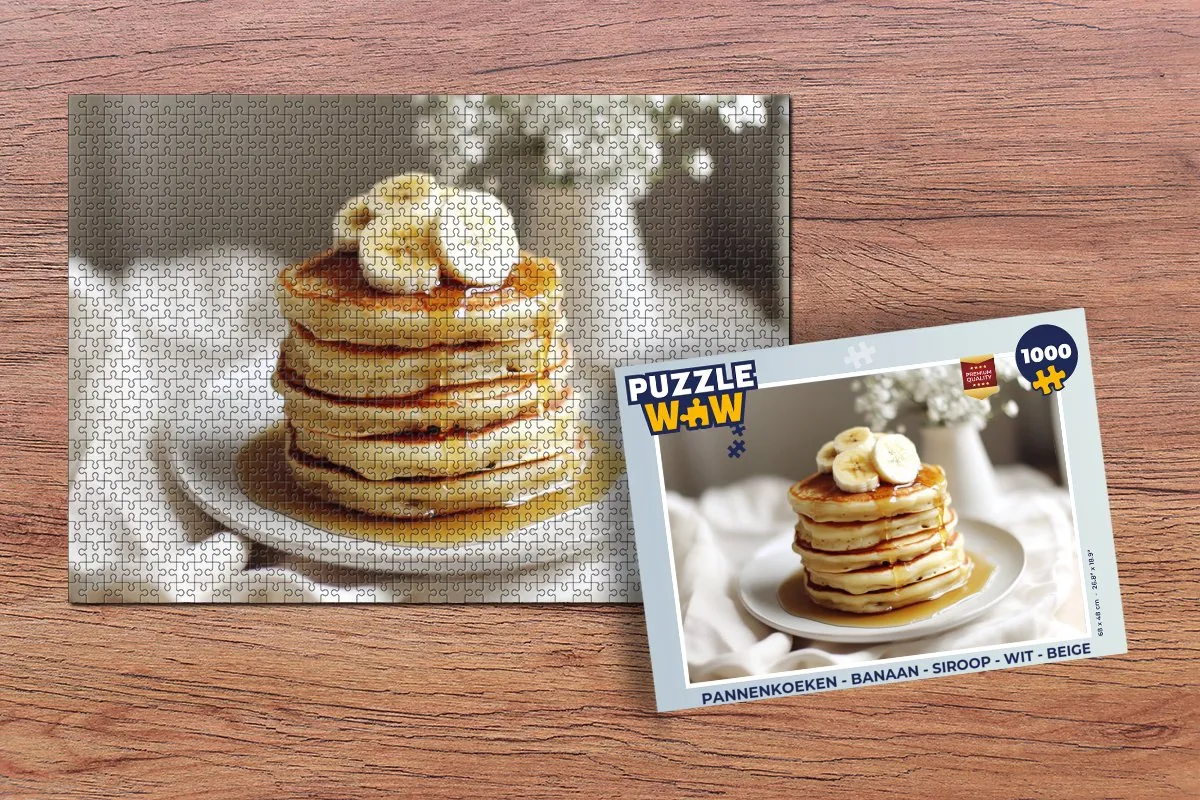 PuzzleWow Pannenkoeken Legpuzzel 1000 Stuks - Beige