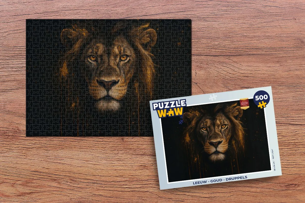 PuzzleWow Leeuw Druppels Legpuzzel 500 Stuks - Goud