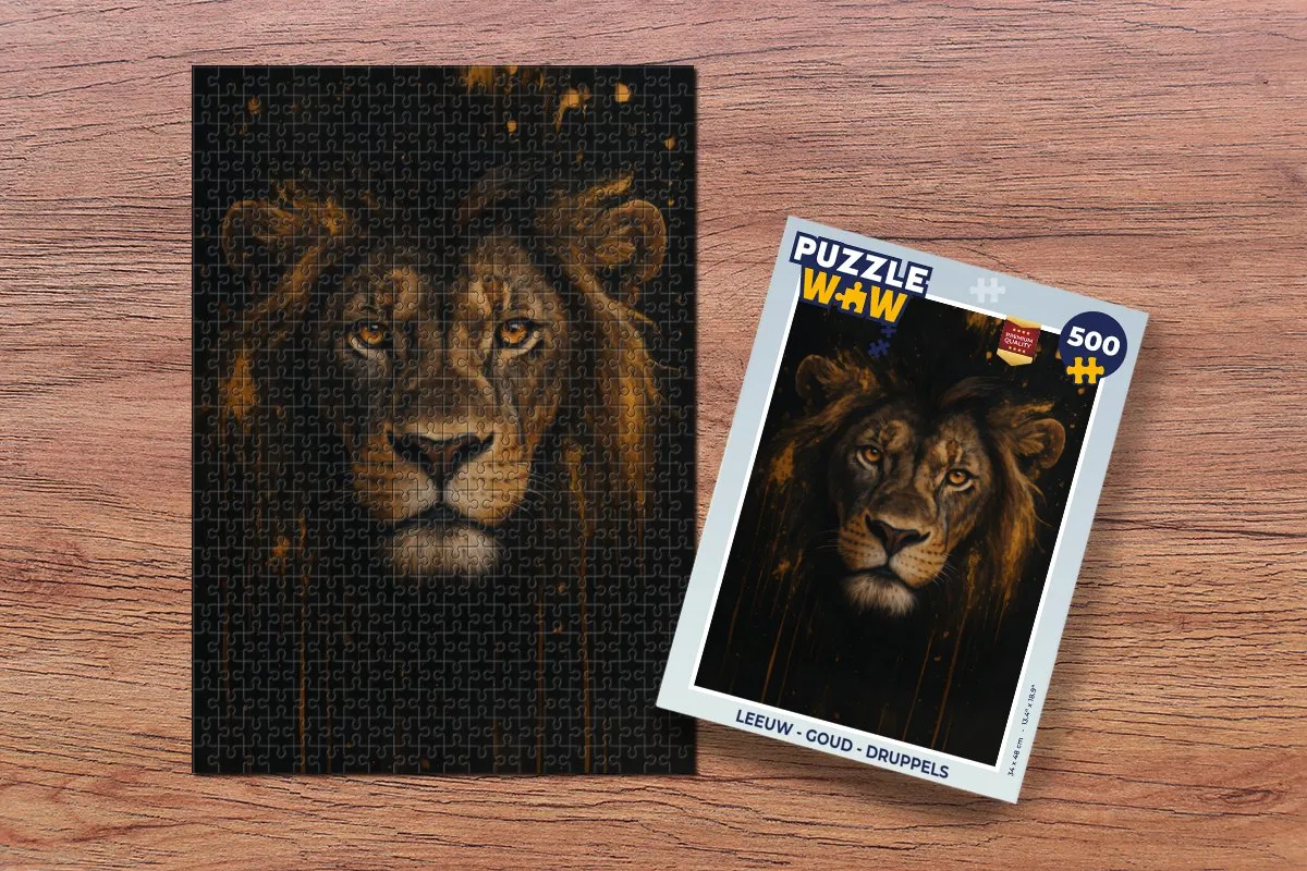 PuzzleWow Leeuw Druppels Legpuzzel 500 Stuks - Goud