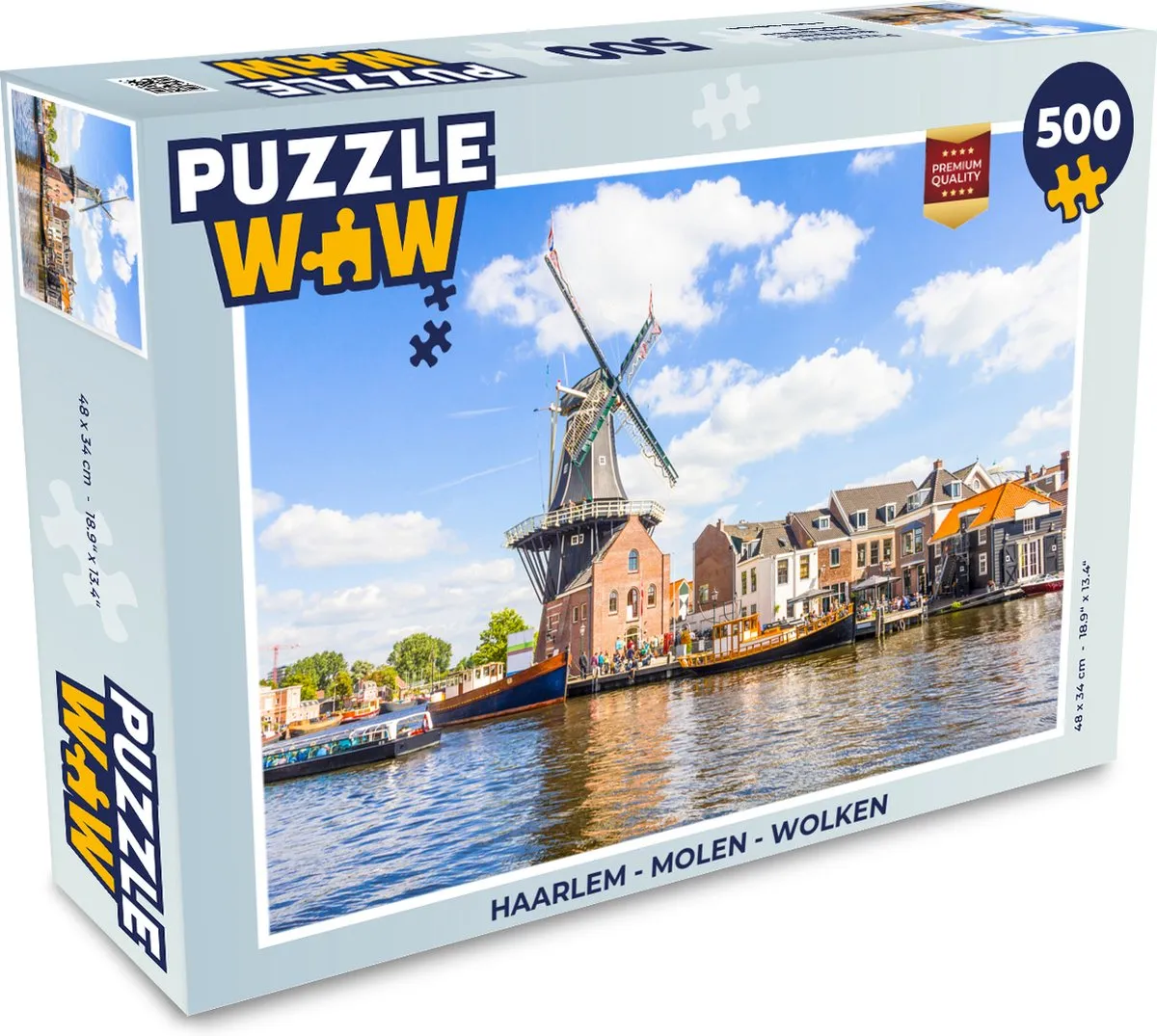 PuzzleWow Haarlem Molen Wolken Legpuzzel 500 Stuks