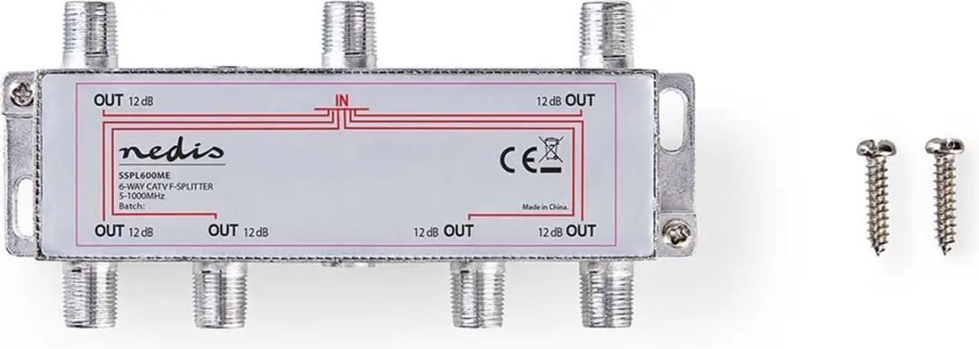 Nedis CATV-Splitter SSPL600ME - 6 Outputs 1000 MHz - afbeelding 2 van 6