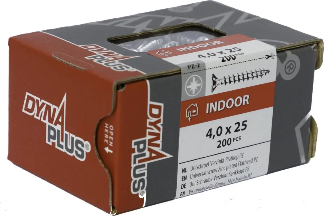 Dynaplus Unischroef POZI 4x25mm - 200 Stuks - Verzinkt - afbeelding 5 van 6