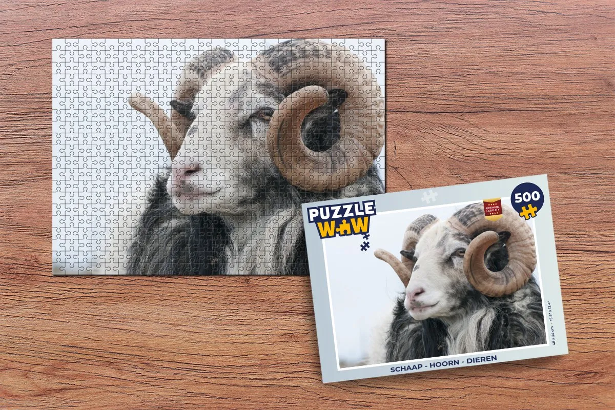 PuzzleWow Schaap Hoorn Dieren Legpuzzel 500 Stuks - Multicolor