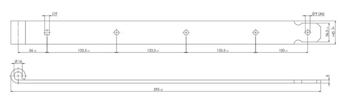 GB Duimhengel Recht Model 60cm - 16mm - Verzinkt