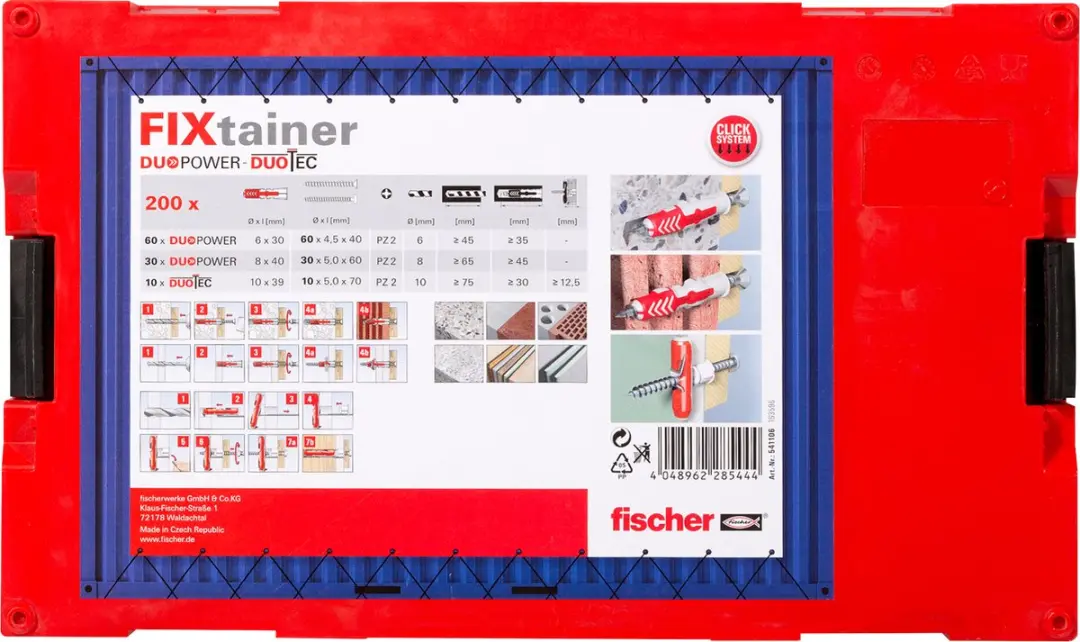 Fischer FixTainer DuoPower/DuoTec Pluggen met Schroeven - 180 Stuks