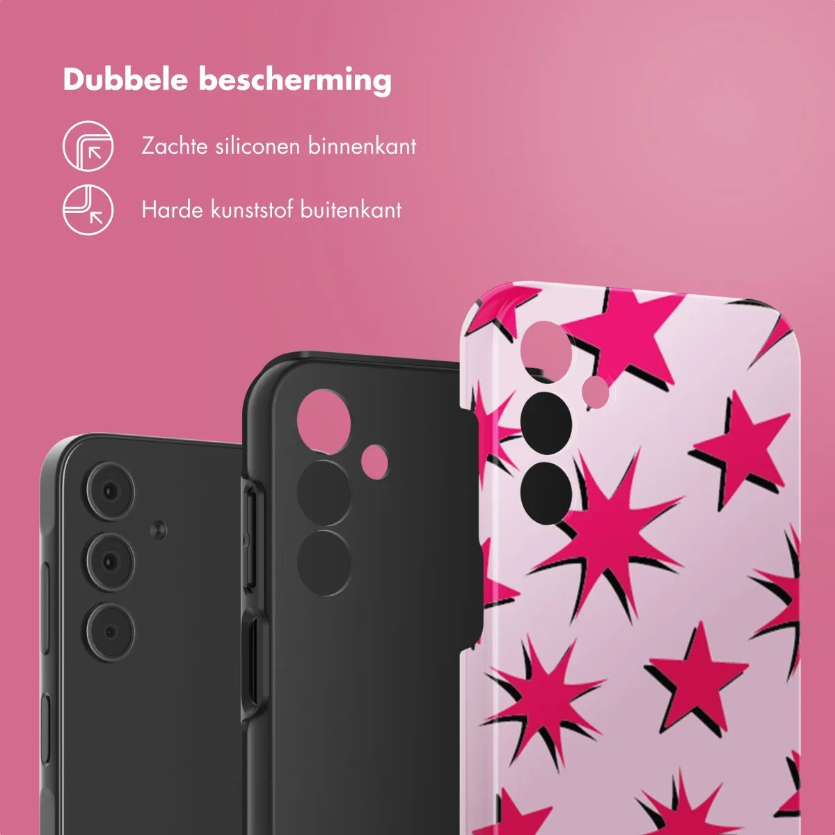 Selencia Hoesje Samsung Galaxy A15 Stars Rubine Red Light Pink