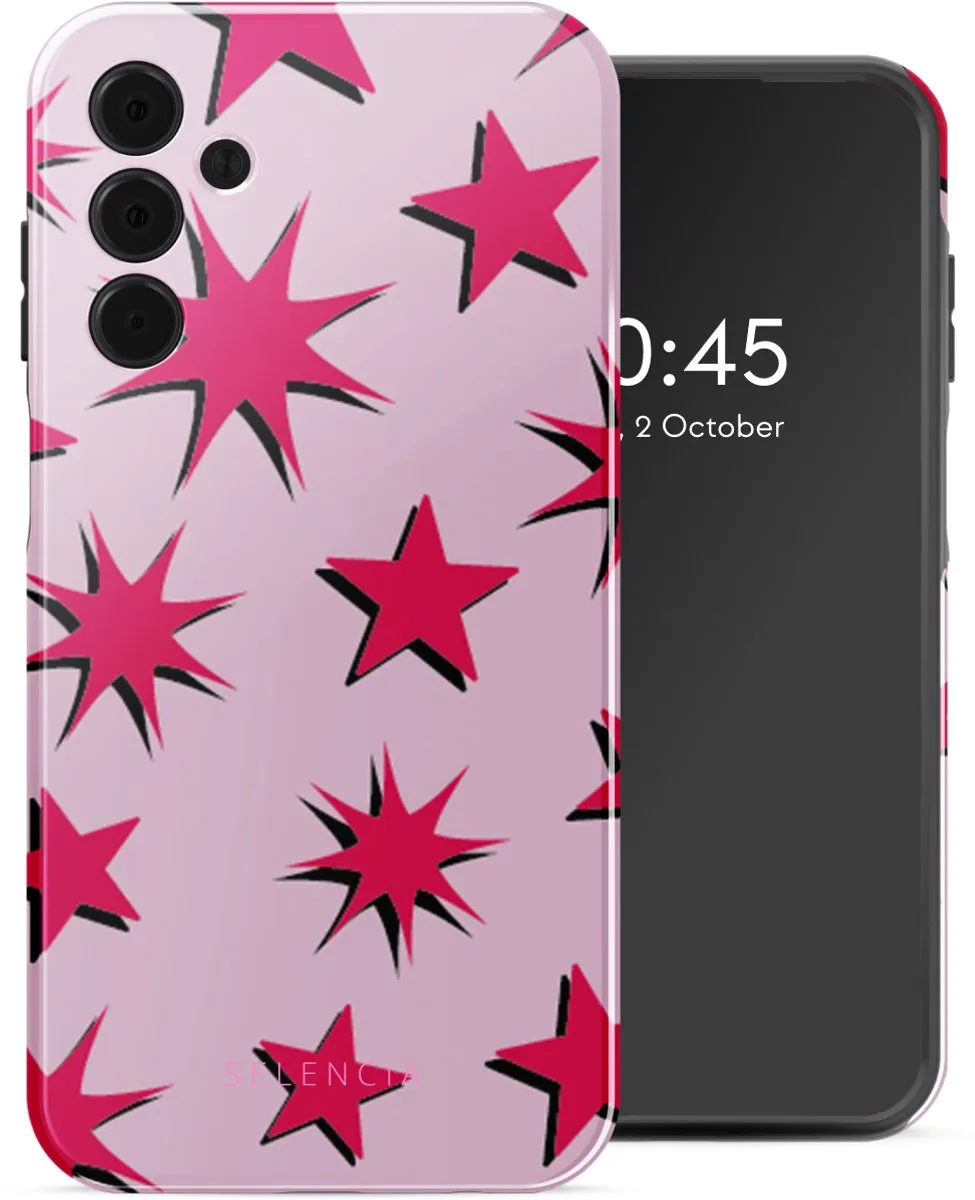Selencia Hoesje Samsung Galaxy A15 Stars Rubine Red Light Pink