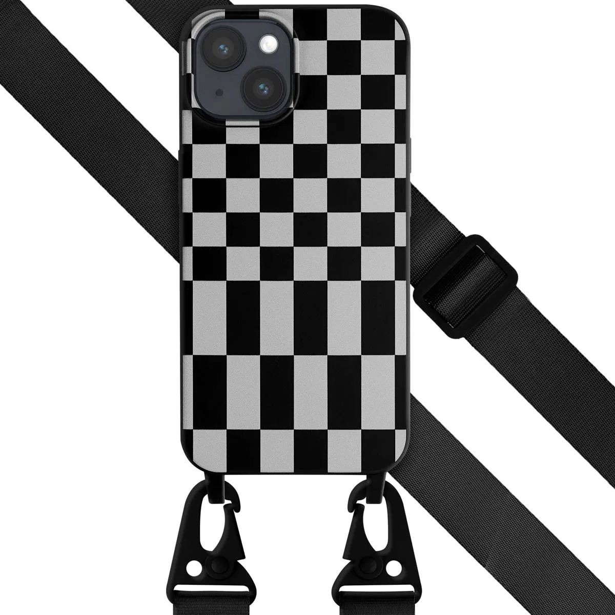 Selencia Hoesje iPhone 15 Plus Irregular Check Black