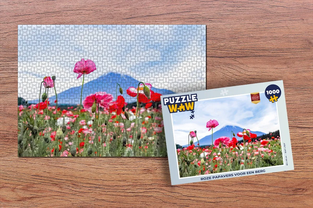 PuzzleWow Legpuzzel Roze Papavers 1000 Stuks - Multicolor
