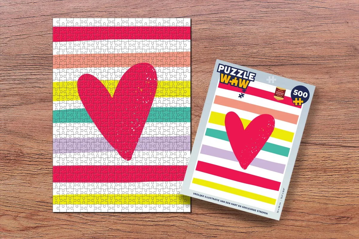 PuzzleWow Legpuzzel Hart & Strepen 500 Stuks - Multicolor