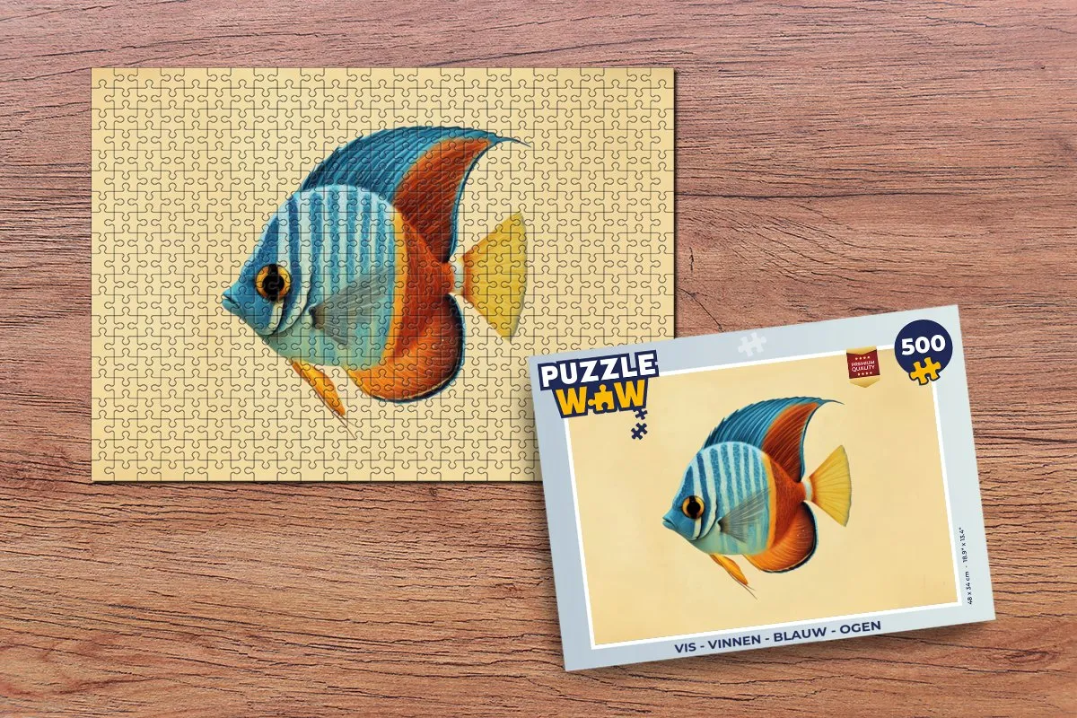 PuzzleWow Vis - Vinnen Legpuzzel 500 Stuks - Blauw