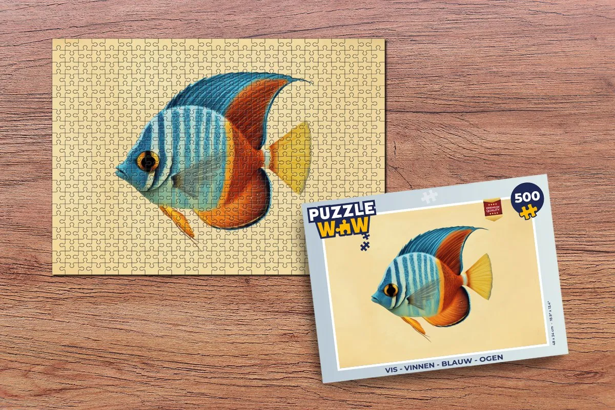 PuzzleWow Vis - Vinnen Legpuzzel 500 Stuks - Blauw