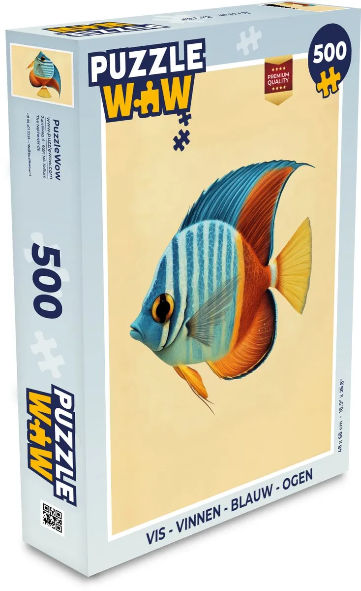 PuzzleWow Vis - Vinnen Legpuzzel 500 Stuks - Blauw